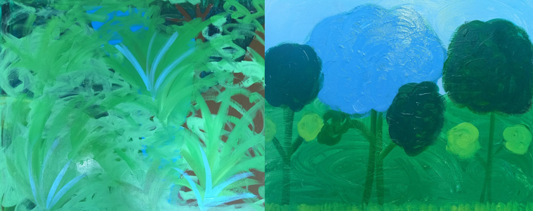 왼쪽 그림. 곶자왈의 파초일엽/오른쪽 그림. 제주의 폭낭(팽나무)